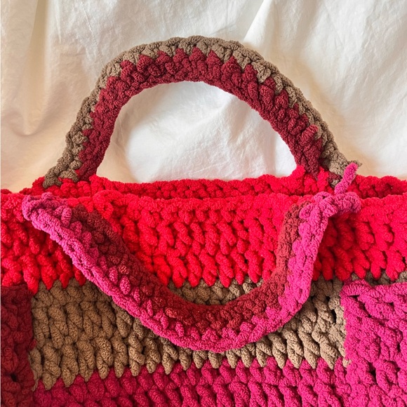 Chunky Knit crochet Multicolor Tote Bag - Picture 3 of 5